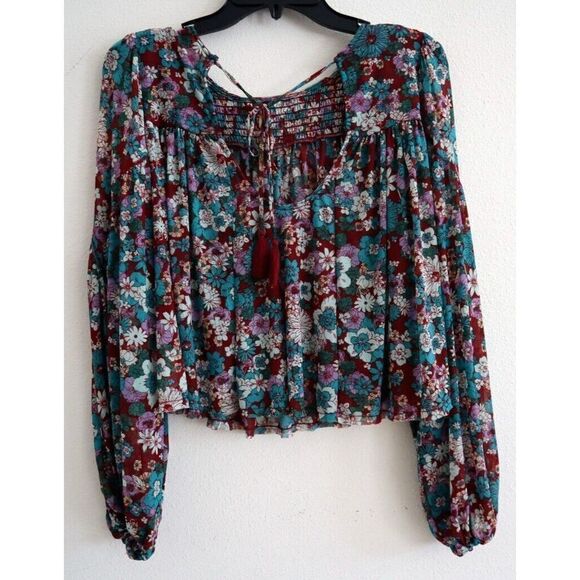 Free People OB1650905 Women's Sz Large Multi Floral Up For Anything Top - Picture 2 of 9